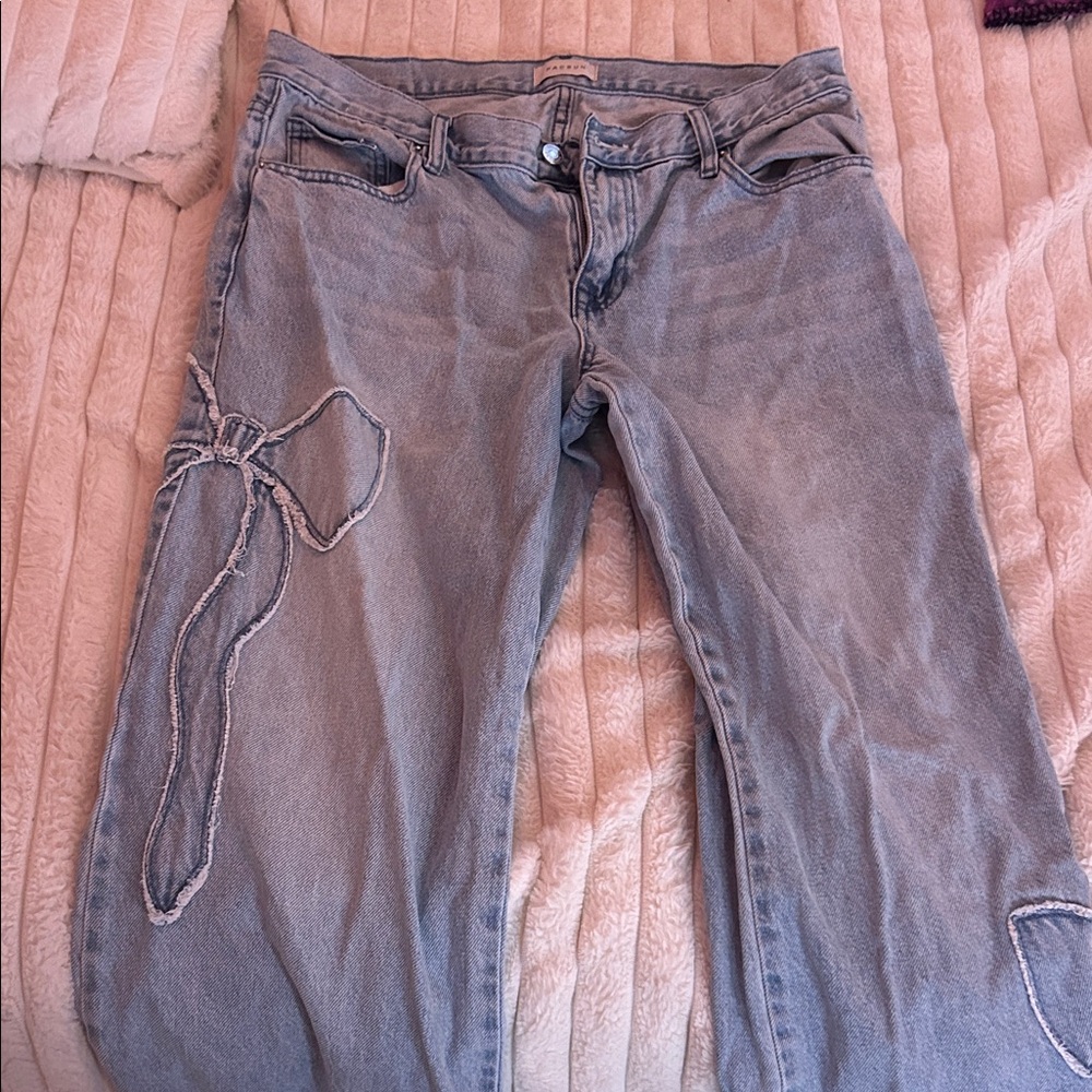 PacSun Light Blue Flare Jeans with Unique Stitching